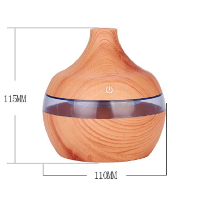 300ML Waterdrop Shape USB Wood Grain Aromatherapy Air Purifier Mute Humidifier