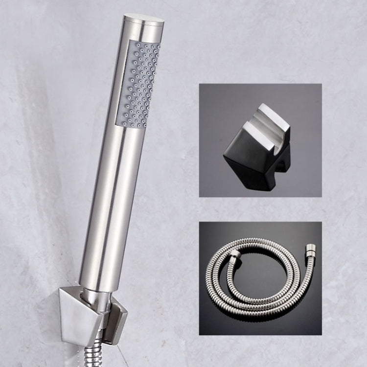 Three-piece Suit Bathroom Water Saving Pressurization Stainless Steel Round Bar Handheld Nozzle Shower Head