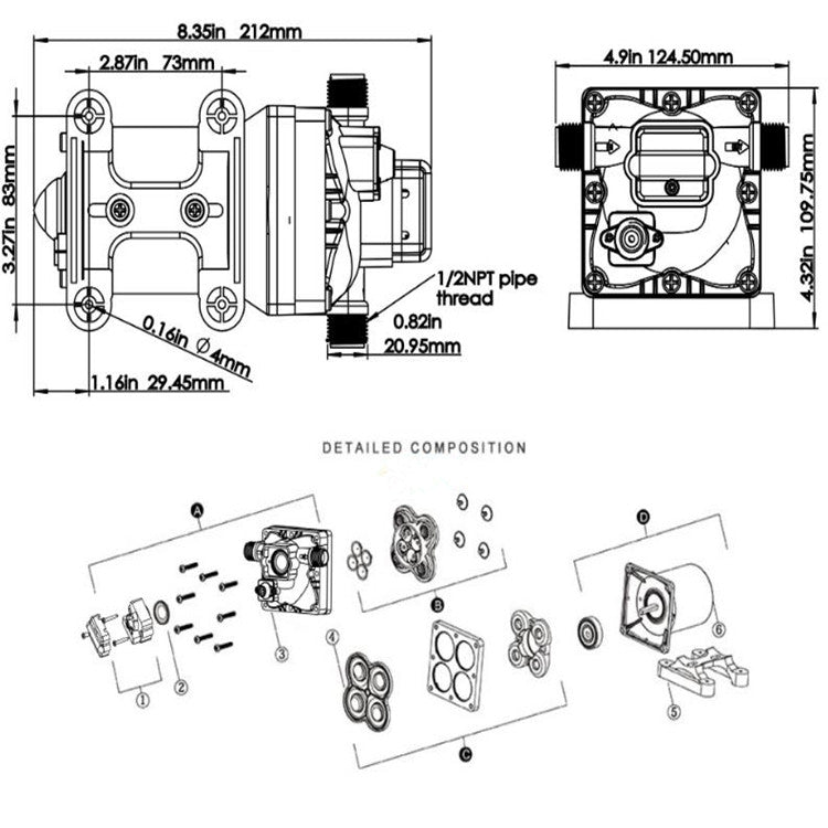 Newmao Reciprocating Diaphragm Pump DC Small Water Pump, EU Plug