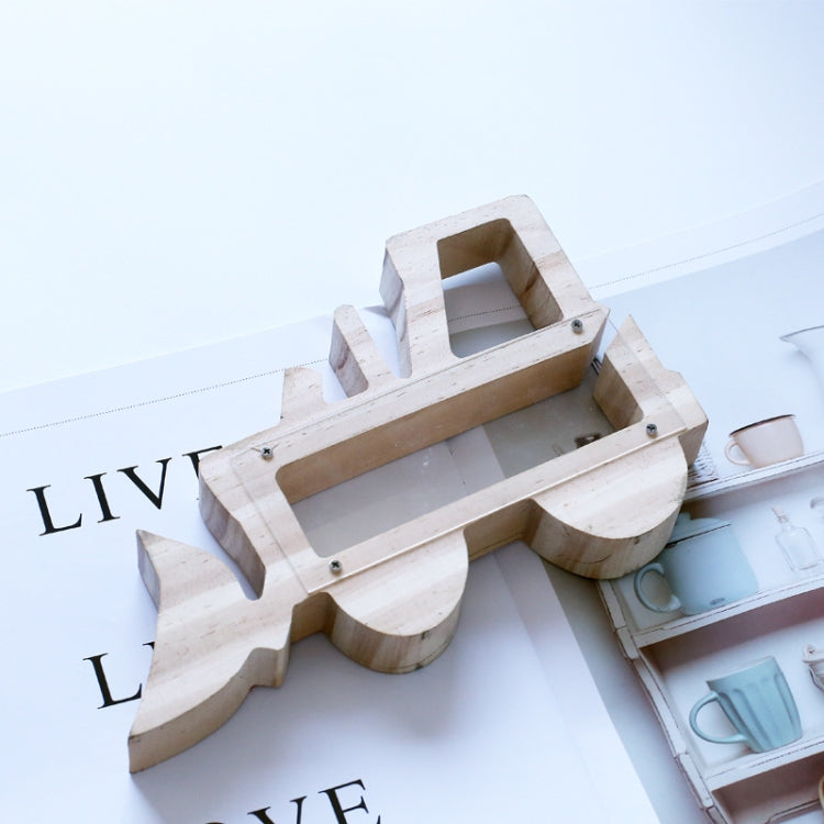 Wooden Forklift Hollowed Out Piggy Bank Children Gift