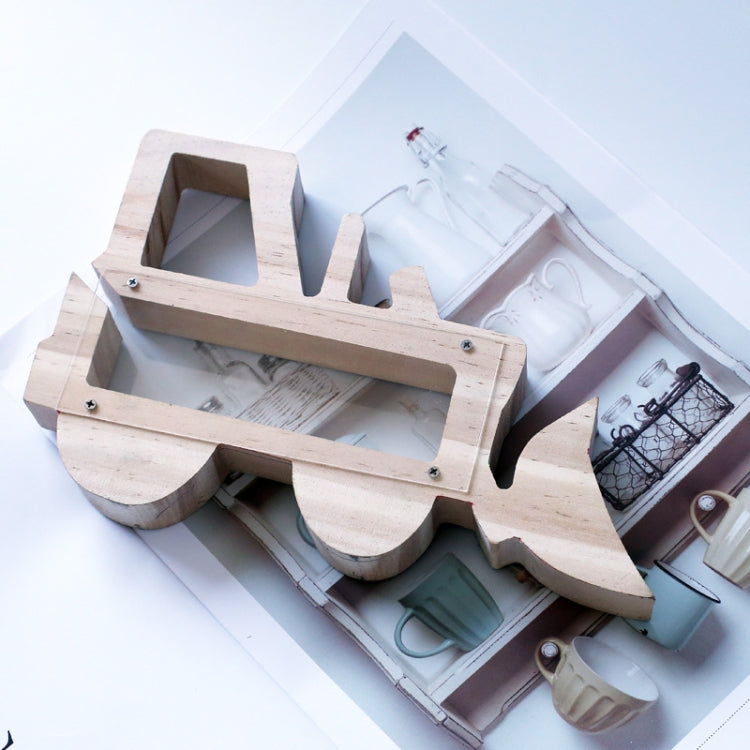 Wooden Forklift Hollowed Out Piggy Bank Children Gift