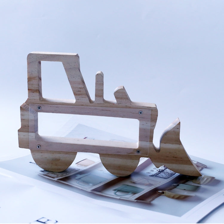 Wooden Forklift Hollowed Out Piggy Bank Children Gift