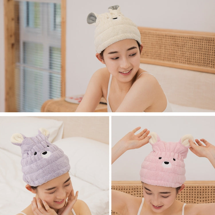 Microfiber Coral Velvet Cartoon Quick Dry Hair Cap