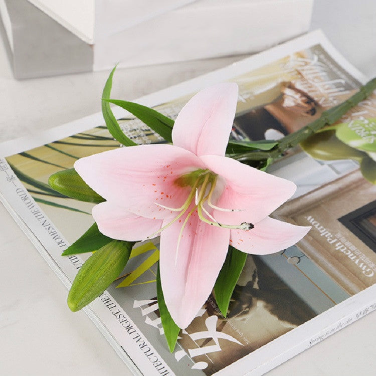 3 Branches Simulation Mini Lily Plastic Fake Flower Home Decoration Photography Wedding Supplies