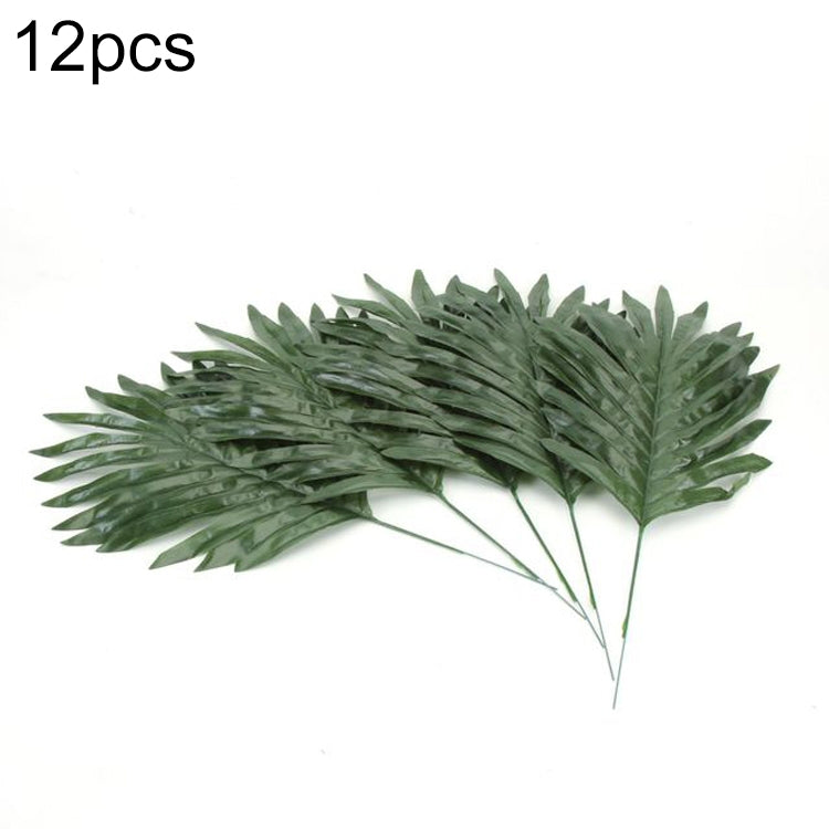12 PCS Artificial Fake Monstera Palm Tree Green Plastic Leaf