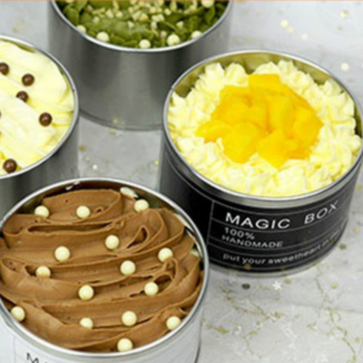 Deep Round Skylight Transparent Window Top Cover Tin Box Food Tea Can Baking Cake Box