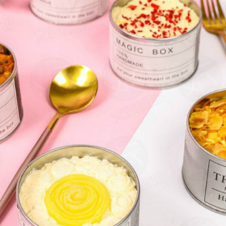 Deep Round Skylight Transparent Window Top Cover Tin Box Food Tea Can Baking Cake Box