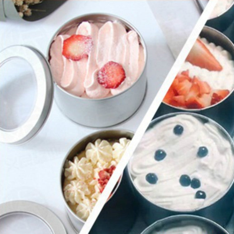 Deep Round Skylight Transparent Window Top Cover Tin Box Food Tea Can Baking Cake Box