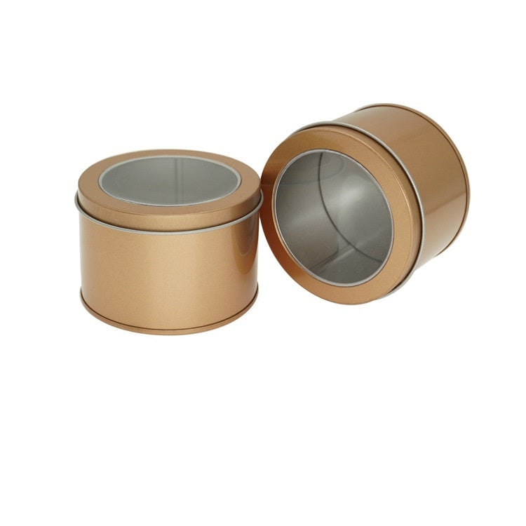 Deep Round Skylight Transparent Window Top Cover Tin Box Food Tea Can Baking Cake Box