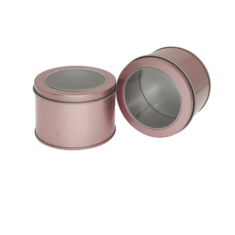 Deep Round Skylight Transparent Window Top Cover Tin Box Food Tea Can Baking Cake Box