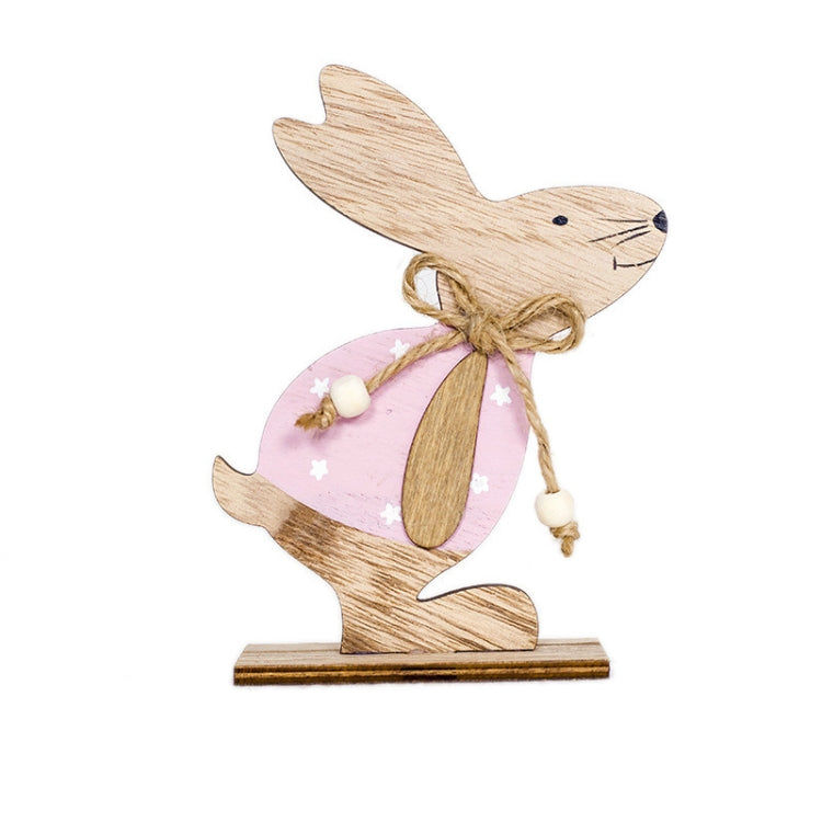 2 PCS Creative Easter Home Wooden Rabbit Decorative Ornaments