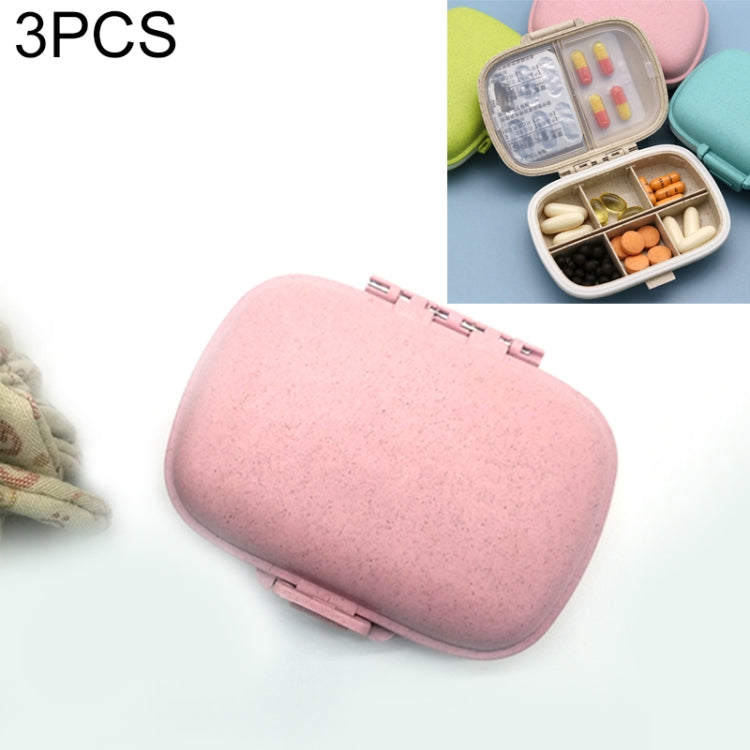 3 PCS 8-Grid Double-layer Portable Mini Straw Pill Storage Box