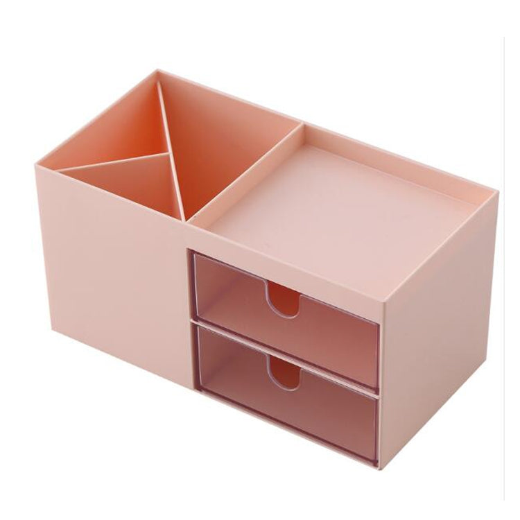 Dual Drawers Desktop Plastic Storage Box Makeup Organizer Case Cosmetic Container