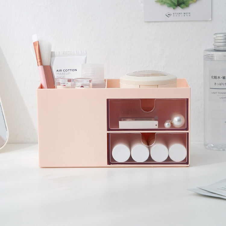 Dual Drawers Desktop Plastic Storage Box Makeup Organizer Case Cosmetic Container