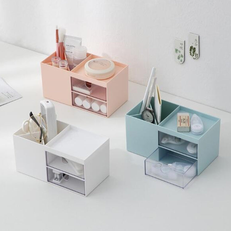 Dual Drawers Desktop Plastic Storage Box Makeup Organizer Case Cosmetic Container