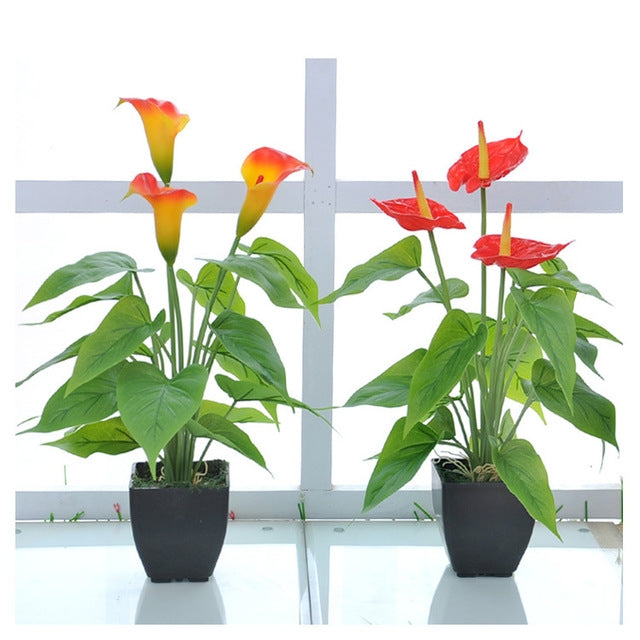 Artificial Flower Calla Plant Potted Home Decoration Green Plant
