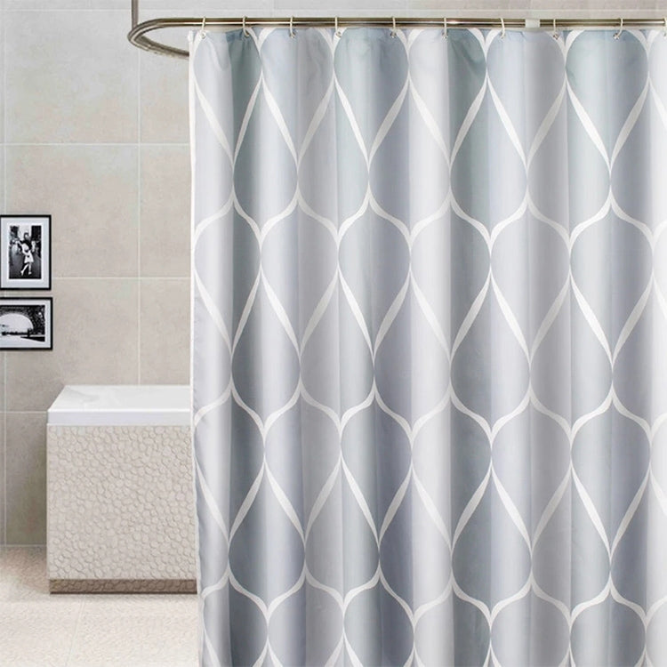 Shower Curtain Waterproof Bathroom Geometric Light Grey Bath Curtains