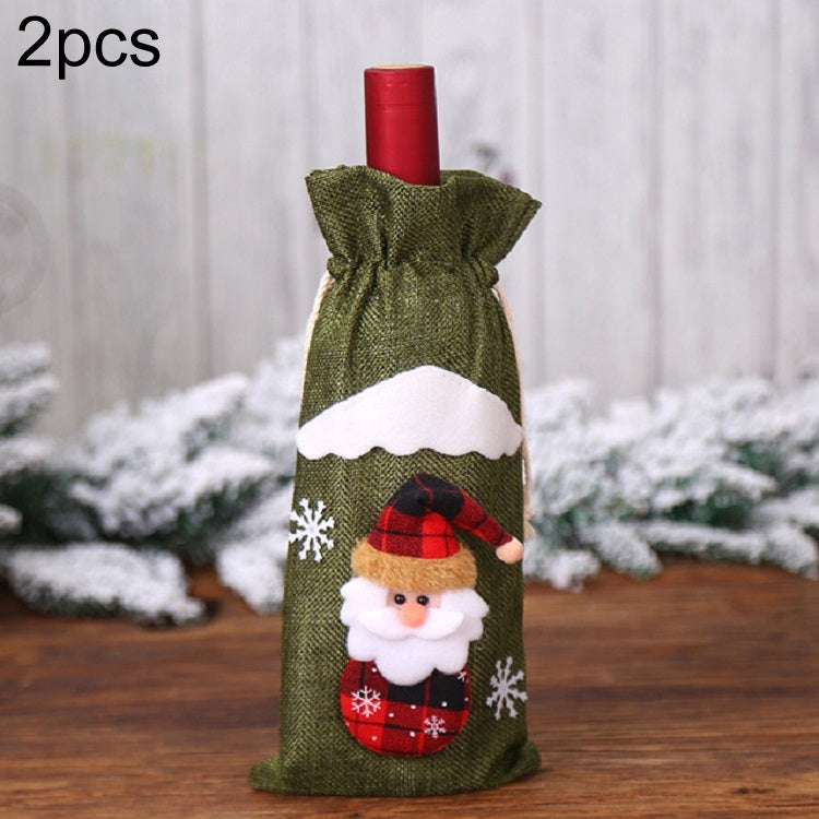 2 PCS Christmas Gift Wine Bottle Dust Cover Bag Home Table Decor