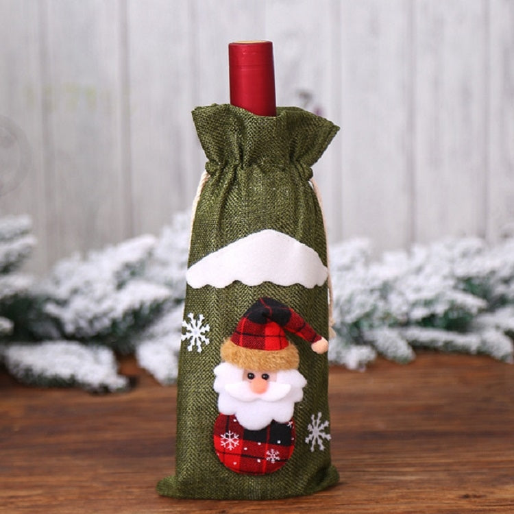 2 PCS Christmas Gift Wine Bottle Dust Cover Bag Home Table Decor