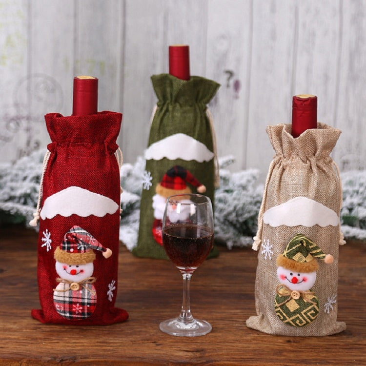 2 PCS Christmas Gift Wine Bottle Dust Cover Bag Home Table Decor