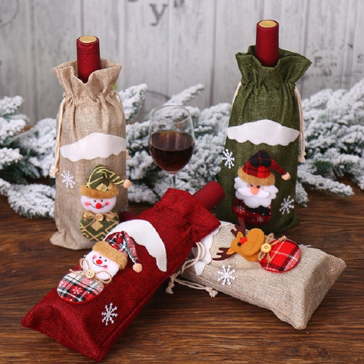 2 PCS Christmas Gift Wine Bottle Dust Cover Bag Home Table Decor
