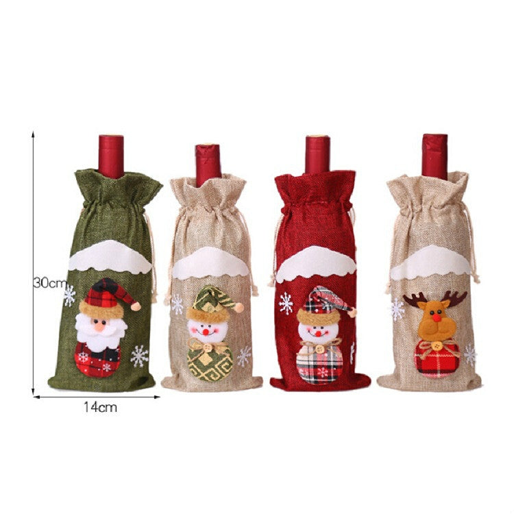 2 PCS Christmas Gift Wine Bottle Dust Cover Bag Home Table Decor
