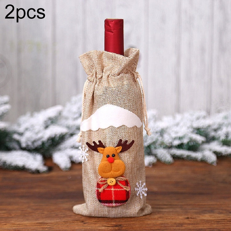 2 PCS Christmas Gift Wine Bottle Dust Cover Bag Home Table Decor