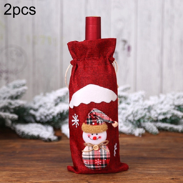 2 PCS Christmas Gift Wine Bottle Dust Cover Bag Home Table Decor