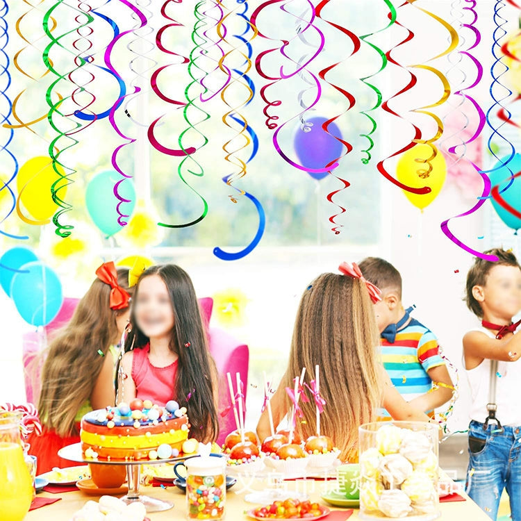 5 PCS 70cm PVC Spiral Ornaments Christmas Kindergarten Classroom Birthday Party Scene Layout Hanging Sequin Ornaments