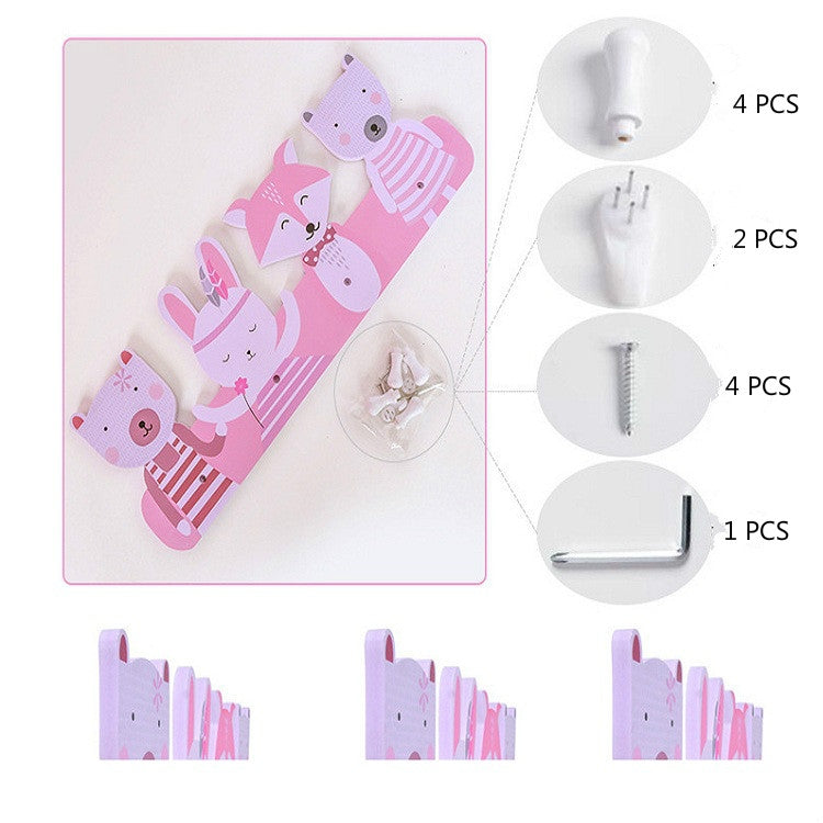 Creative Decorative Coat Hook Cartoon Animal Hanger Free Punching Coat Hook