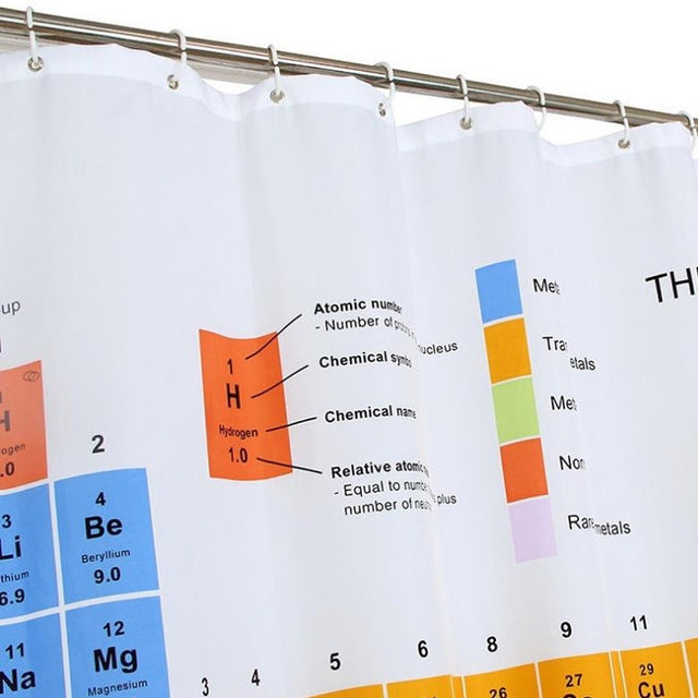 Periodic Table of The Shower Waterproof Mildew Printed Polyester Shower Curtain