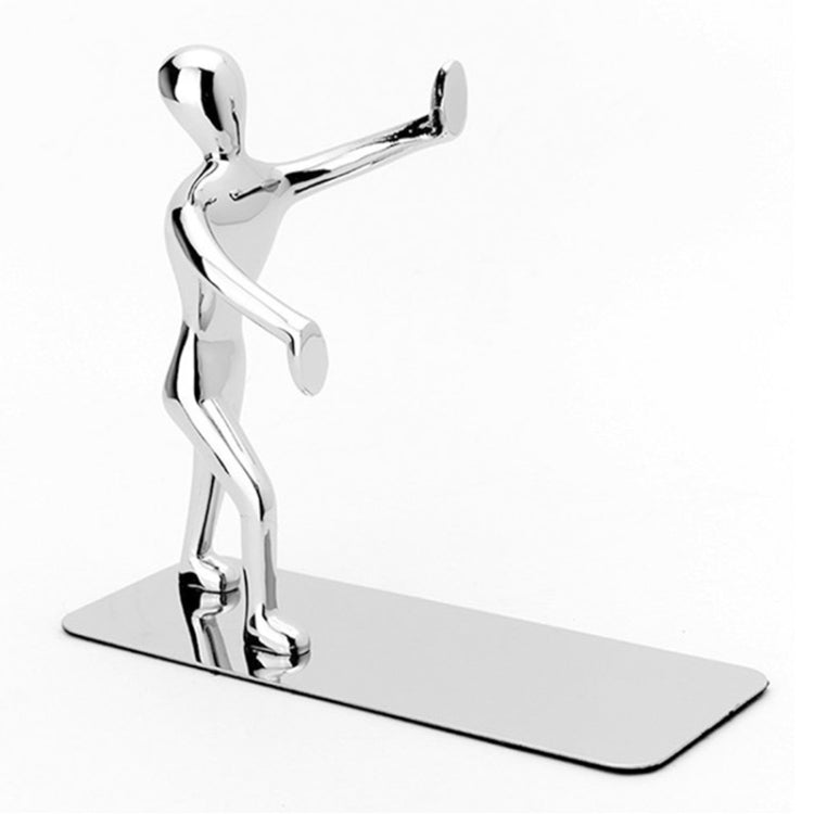 Pair Small Person Standing Decoration Creative Desk Bookshelf Metal Book Push Plate