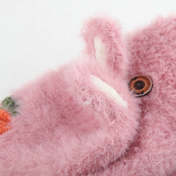 Children Half Finger Gloves Knitted Cold Warm Plus Velvet Fingerless Gloves