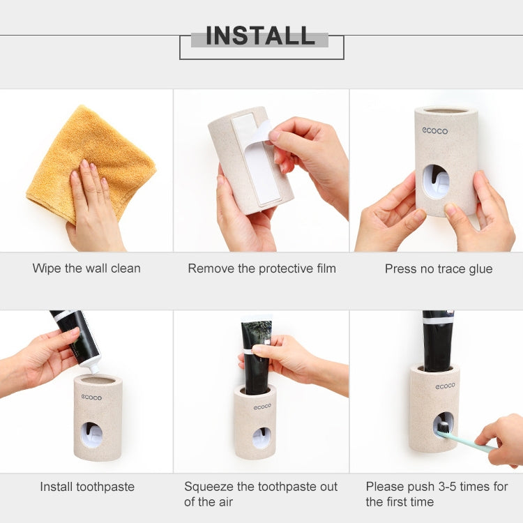 ECOCO Wheat Straw Wall-mounted Seamless Stickers Lazy Automatic Toothpaste