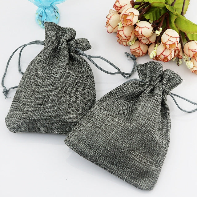 50 PCS Multi size Linen Jute Drawstring Gift Bags Sacks Wedding Birthday Party Favors Drawstring Gift Bags