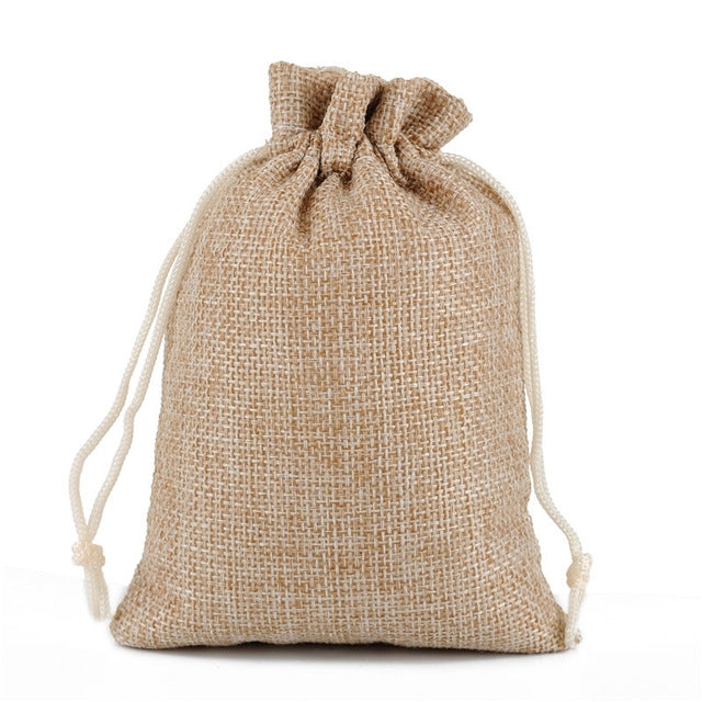 50 PCS Multi size Linen Jute Drawstring Gift Bags Sacks Wedding Birthday Party Favors Drawstring Gift Bags