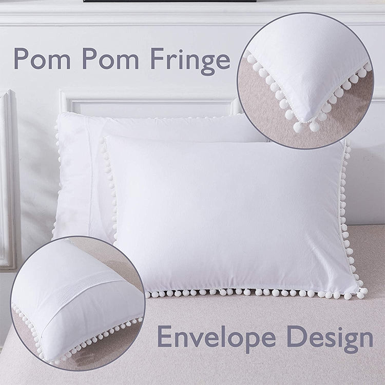 Princess Bedding Sets With Washed Ball Decorative Microfiber Fabric Cover Pillowcase