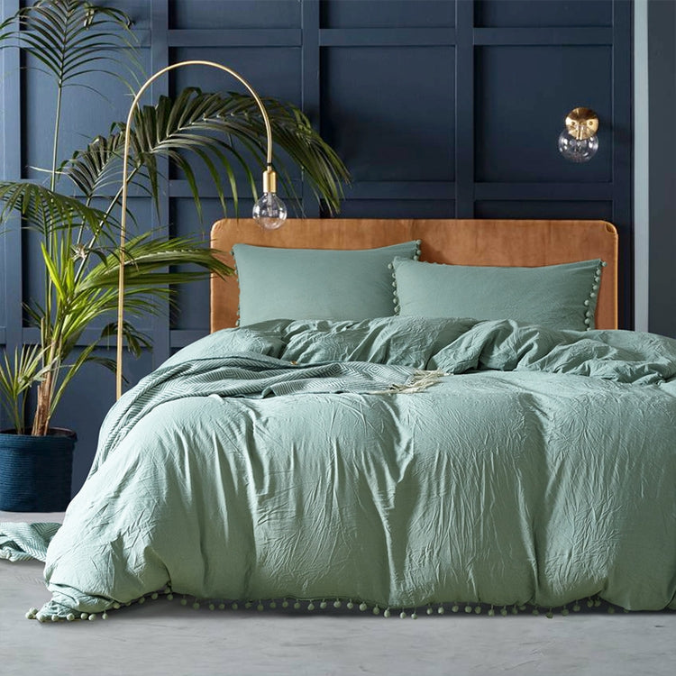 Princess Bedding Sets With Washed Ball Decorative Microfiber Fabric Cover Pillowcase