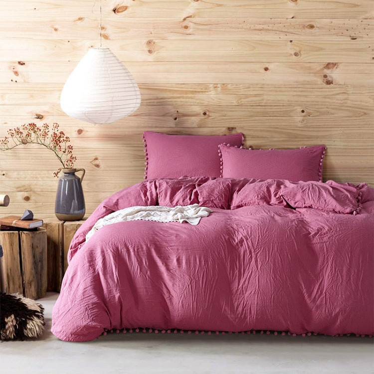 Princess Bedding Sets With Washed Ball Decorative Microfiber Fabric Cover Pillowcase