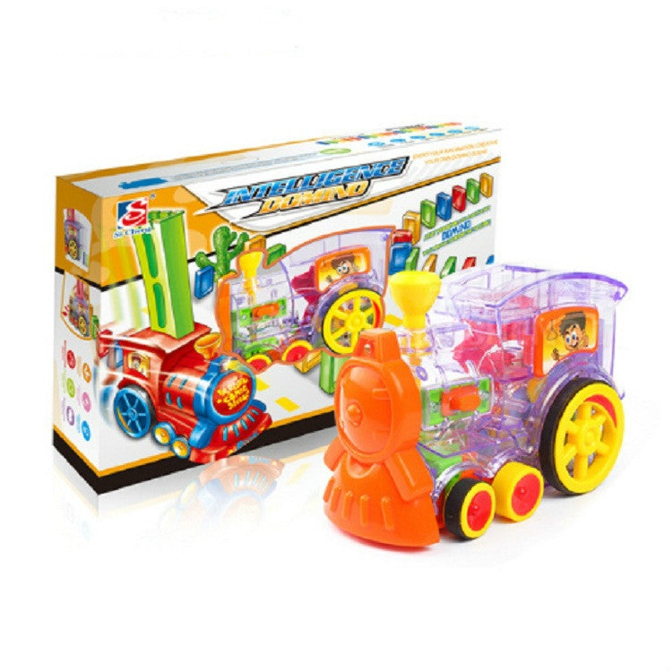 Puzzle Domino Car Electric Train With Sound And Light Music Automatic Licensing Electric Car Toy