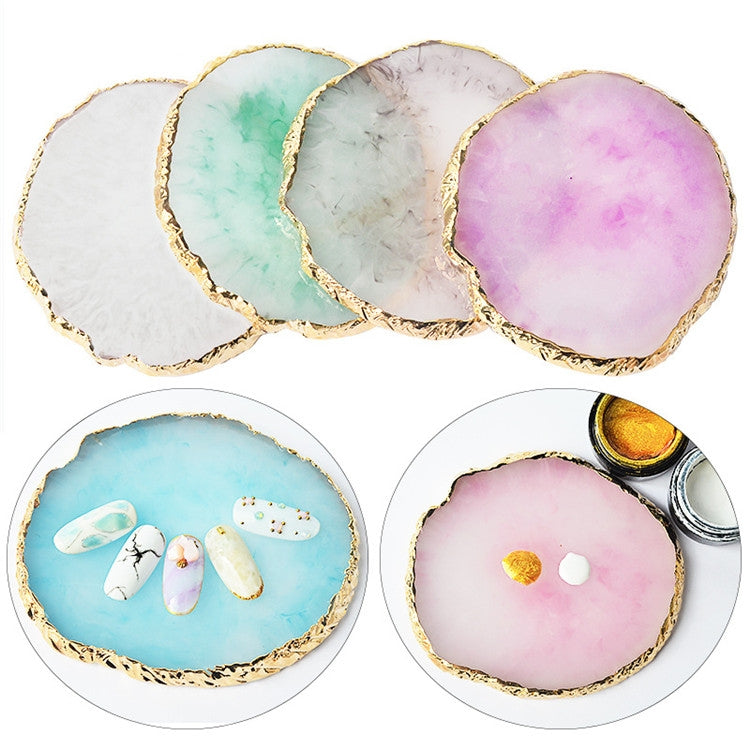 Nail Palettes Resin Agate Pieces Nail Painting Palette Decoration Storage Tray