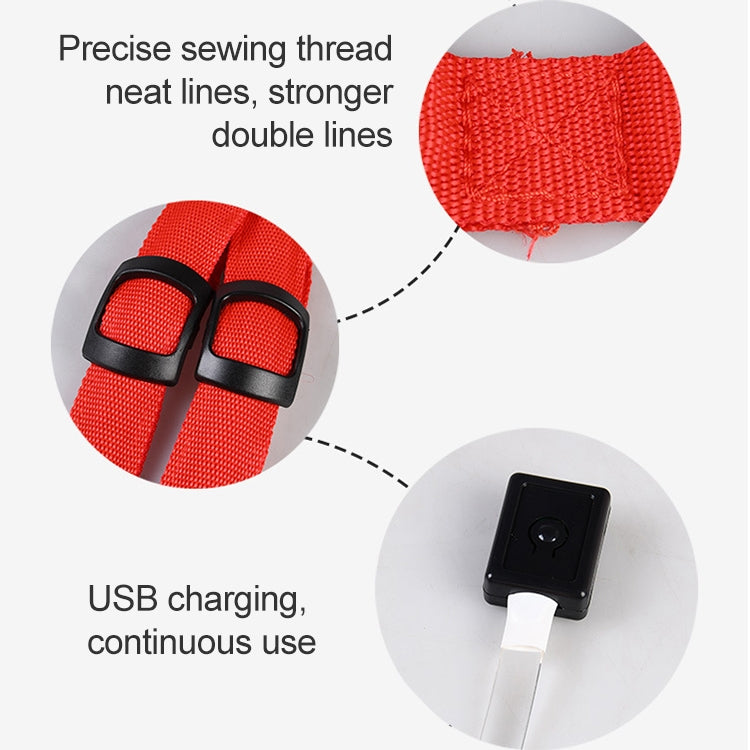 Double Sided LED Light Pet Harness Nylon Cat Dog Chest Strap Leash