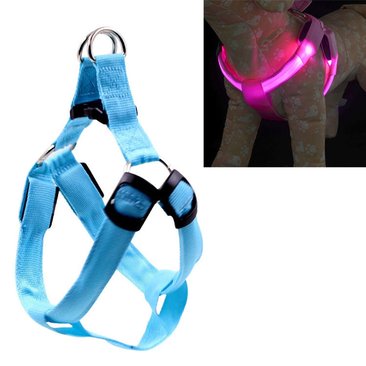 Double Sided LED Light Pet Harness Nylon Cat Dog Chest Strap Leash