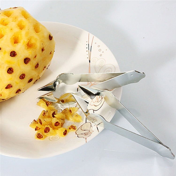 3 PCS Stainless Steel Non-slip Tip Open Blade Pineapple Clip Fruit Eye Digger