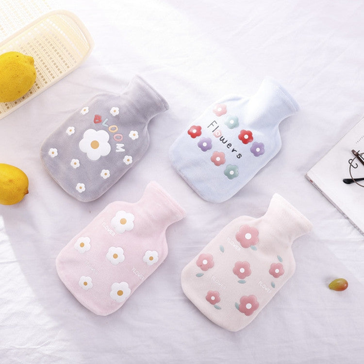 Cartoon Flowers Plush Hot Water Bottle Bag Injection Water Hand Warmer