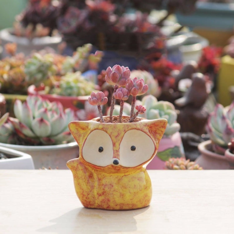 Ceramic Fleshy Flower Pot Succulent Thumb Pot Fox Flower Pot, Random Color Delivery (Without Plants)