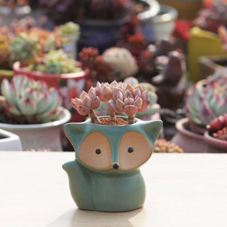 Ceramic Fleshy Flower Pot Succulent Thumb Pot Fox Flower Pot, Random Color Delivery (Without Plants)