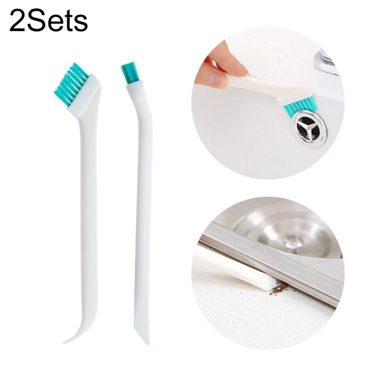 2 Sets 2 in 1 Double Head Door Window Gap Cleaning Brush Cup Brush with Tail Scraper