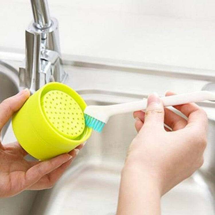 2 Sets 2 in 1 Double Head Door Window Gap Cleaning Brush Cup Brush with Tail Scraper