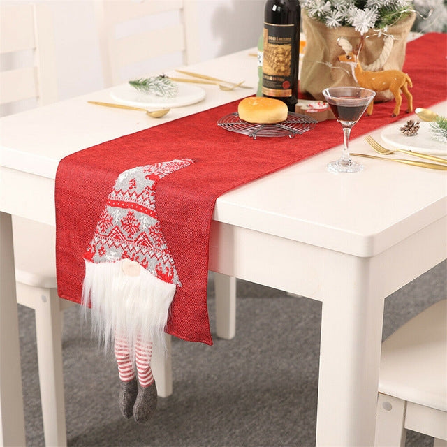Christmas Tablecloth Santa Claus Table Runner Hotel Banquet Table Flag for Festival Decoration